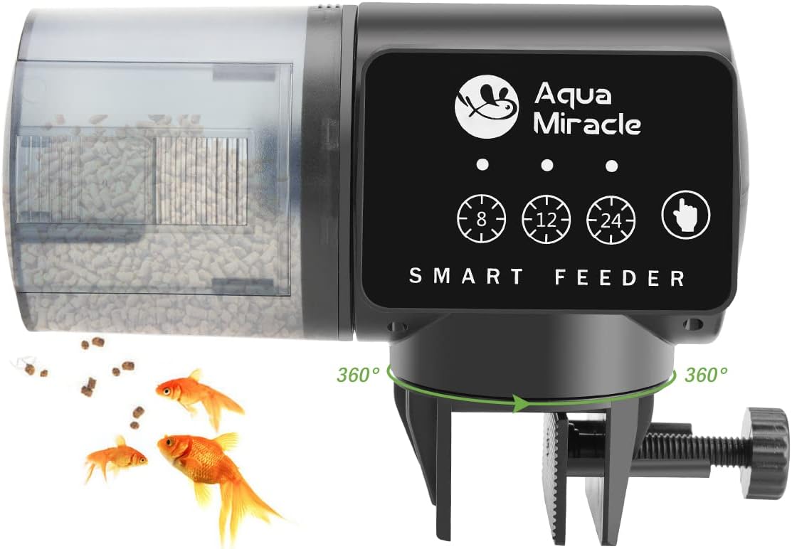 AquaMiracle Automatic Fish Feeder: Timer Dispenser for Aquarium, Adjustable Volume