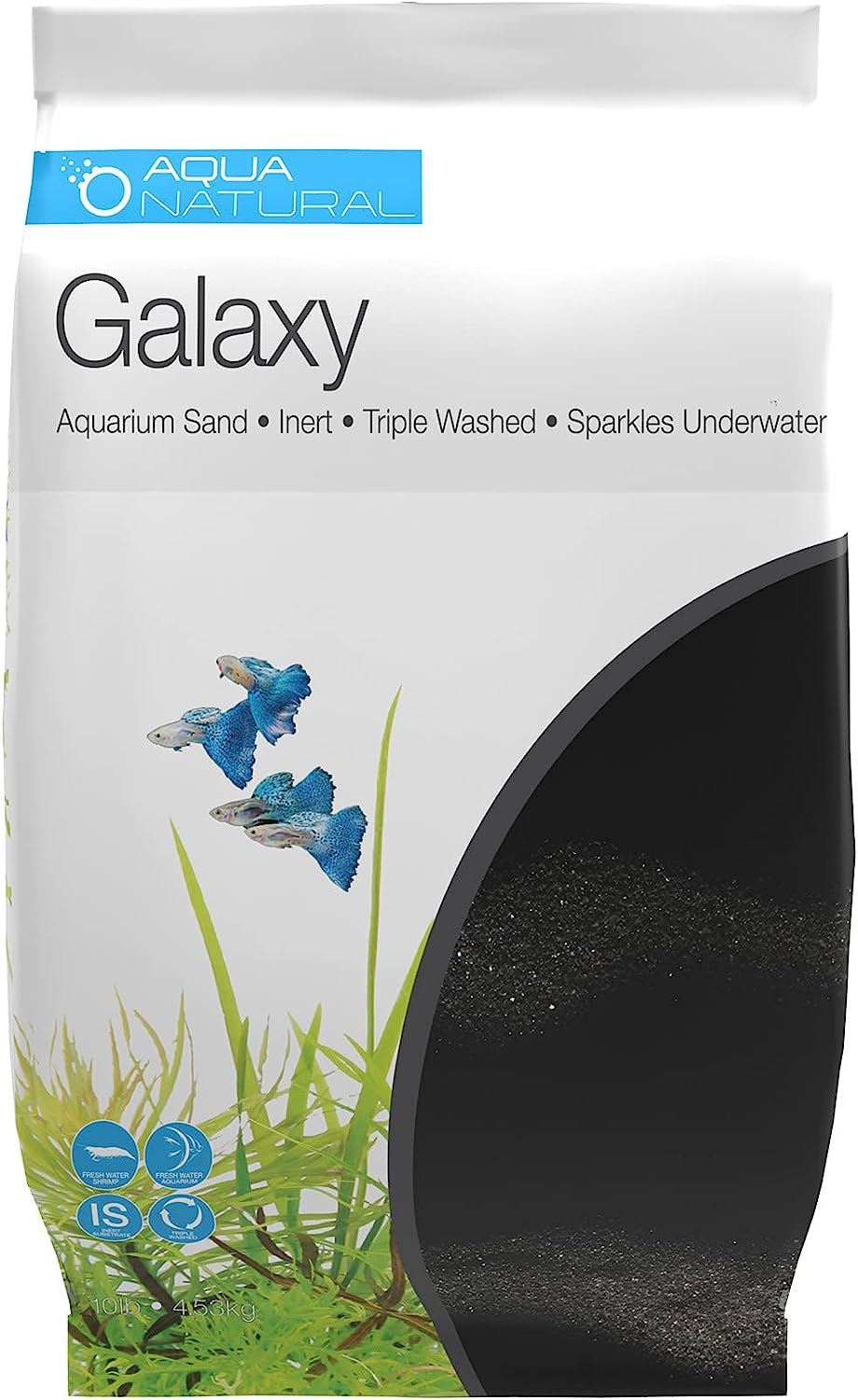 AquaNatural: Black Galaxy Sand 20lb Substrate for Aquascaping, Aquariums, Vivariums, Terrariums