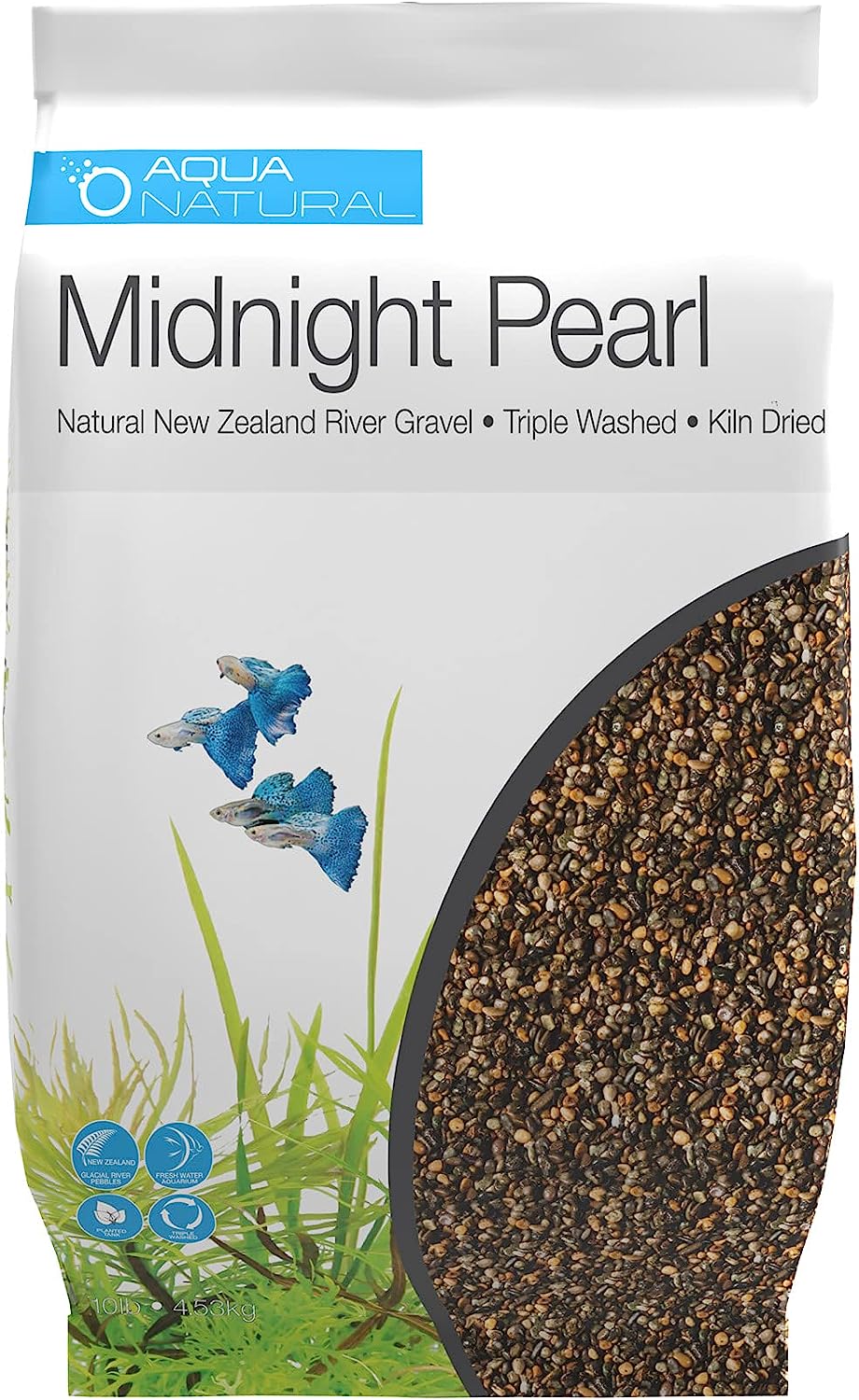 AquaNatural Midnight Pearl 10lb Gravel Substrate: Ideal for Aquascaping and Aquariums