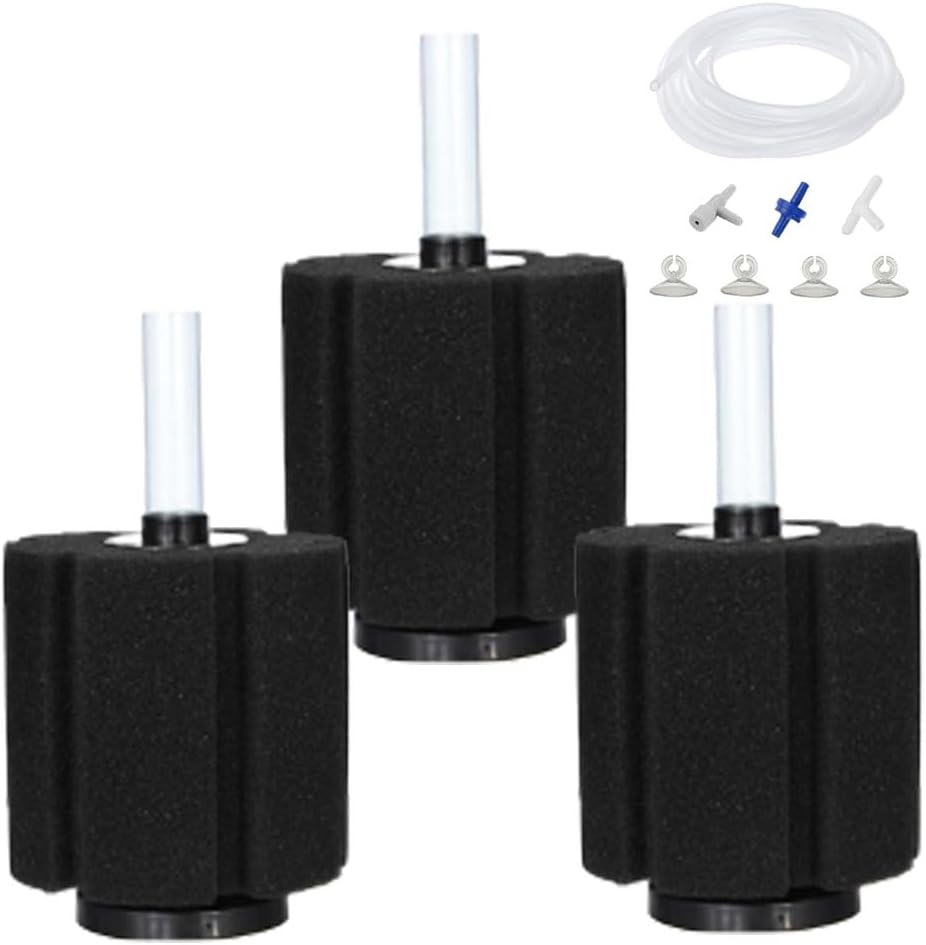 AQUAPAPA Bio Sponge Filter: Ideal for Betta Fry Aquariums, 3-Pack (L)