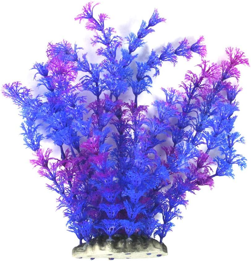 Aquapapa: Plastic Artificial Plant for Fish Tank Decoration (Blue/Purple – 9.5″ h)