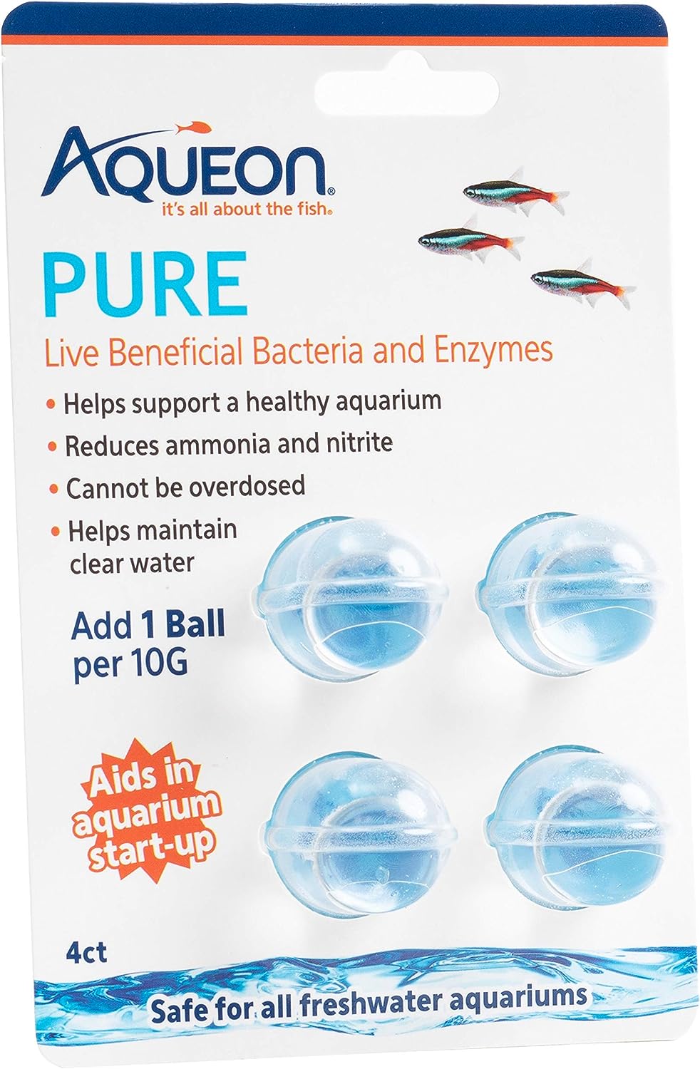 Aqueon Aquarium Pure Live Bacteria and Enzymes Water Supplement, 10 Gallon 12 Pack