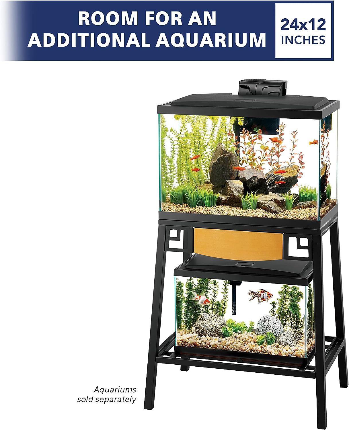 Aqueon Metal Aquarium Stand: 30″ L x 12″ W x 28.25″ H.