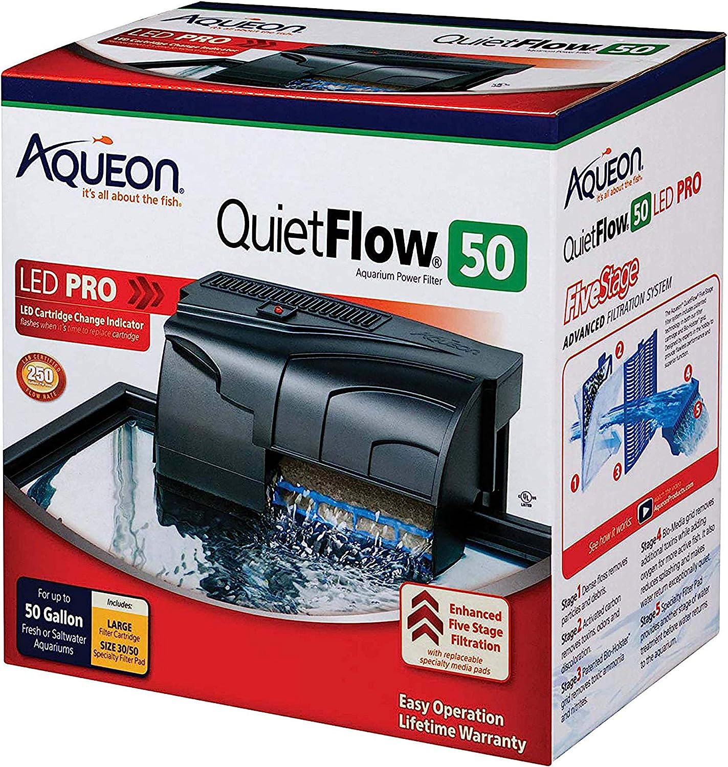 Aqueon QuietFlow 50 LED PRO Filter for 50 Gallon Aquariums