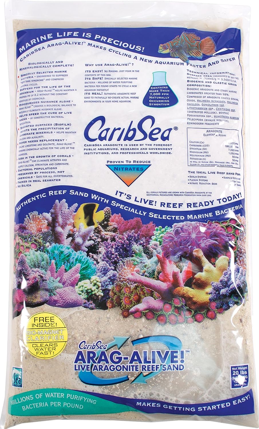 CaribSea Arag-Alive 20-Pound Special Grade Reef Sand: Bimini Pink