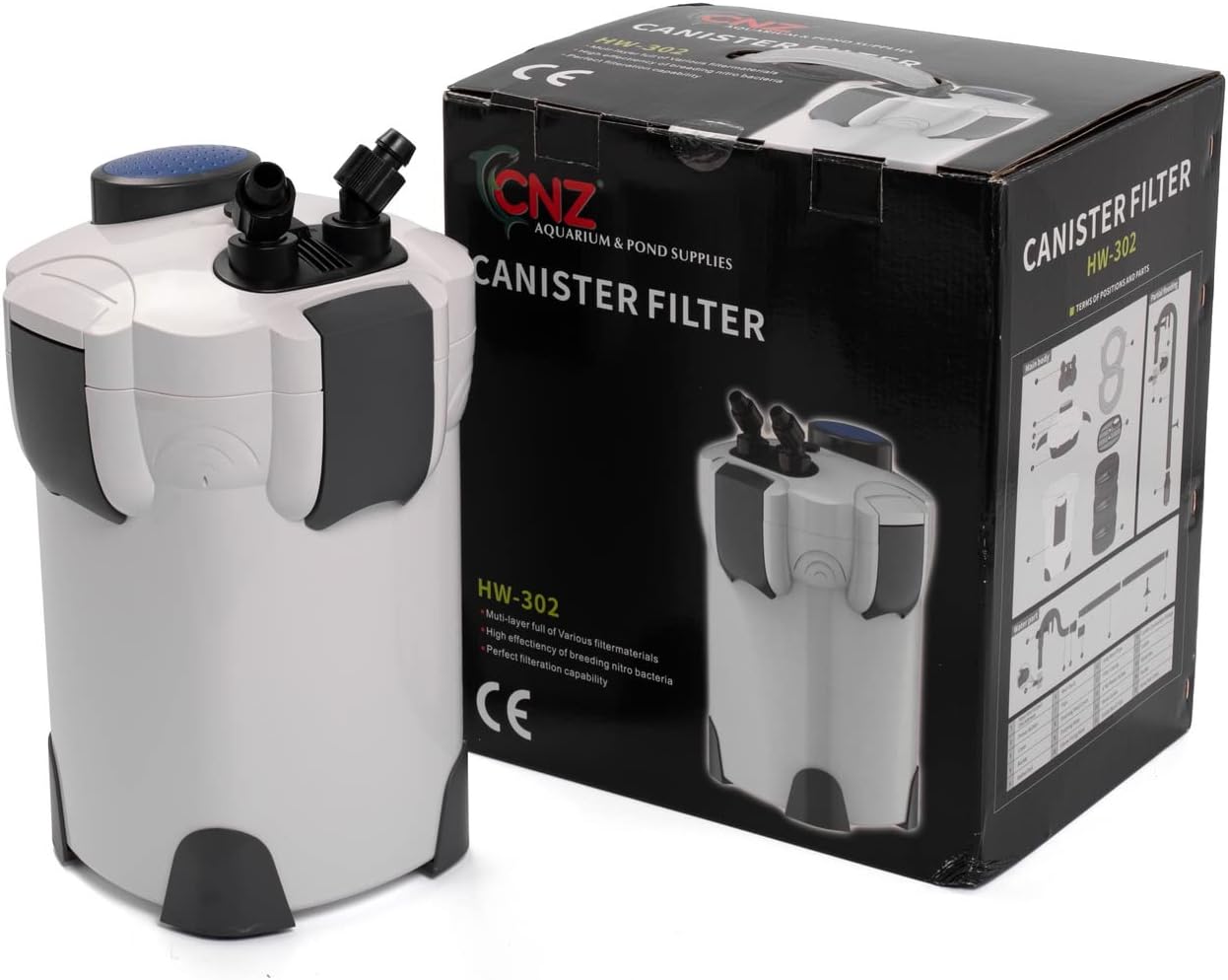 CNZ HW-302: High-Performance Aquarium Canister Filter with Media Kits