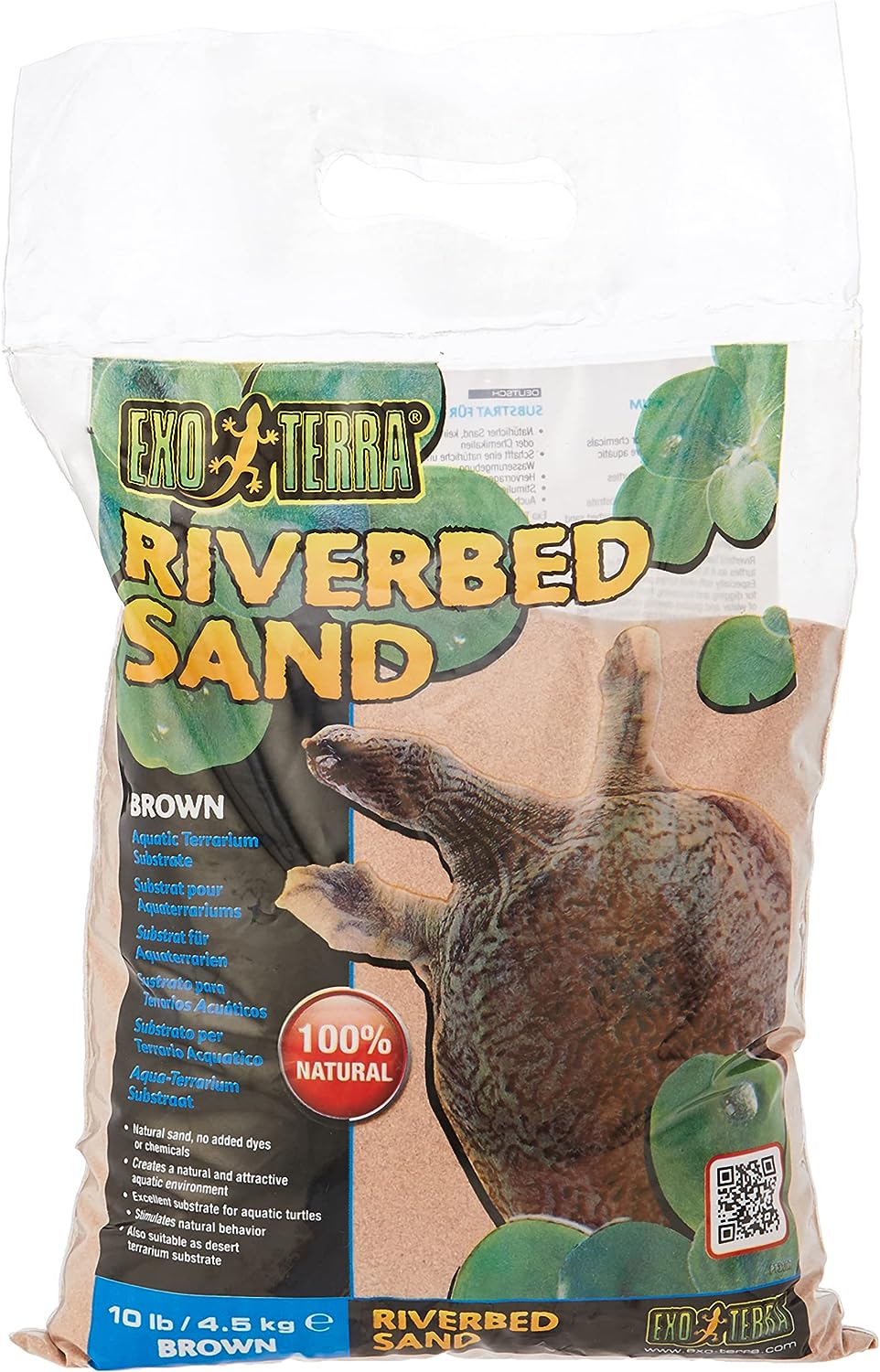 Exo Terra 10-Pound Dog Riverbed Sand, Brown, for Small Breeds.