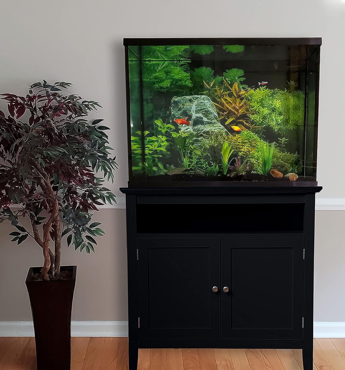 Finomenal Black Aquarium Stand with Open Shelf – 20/37 Gallon