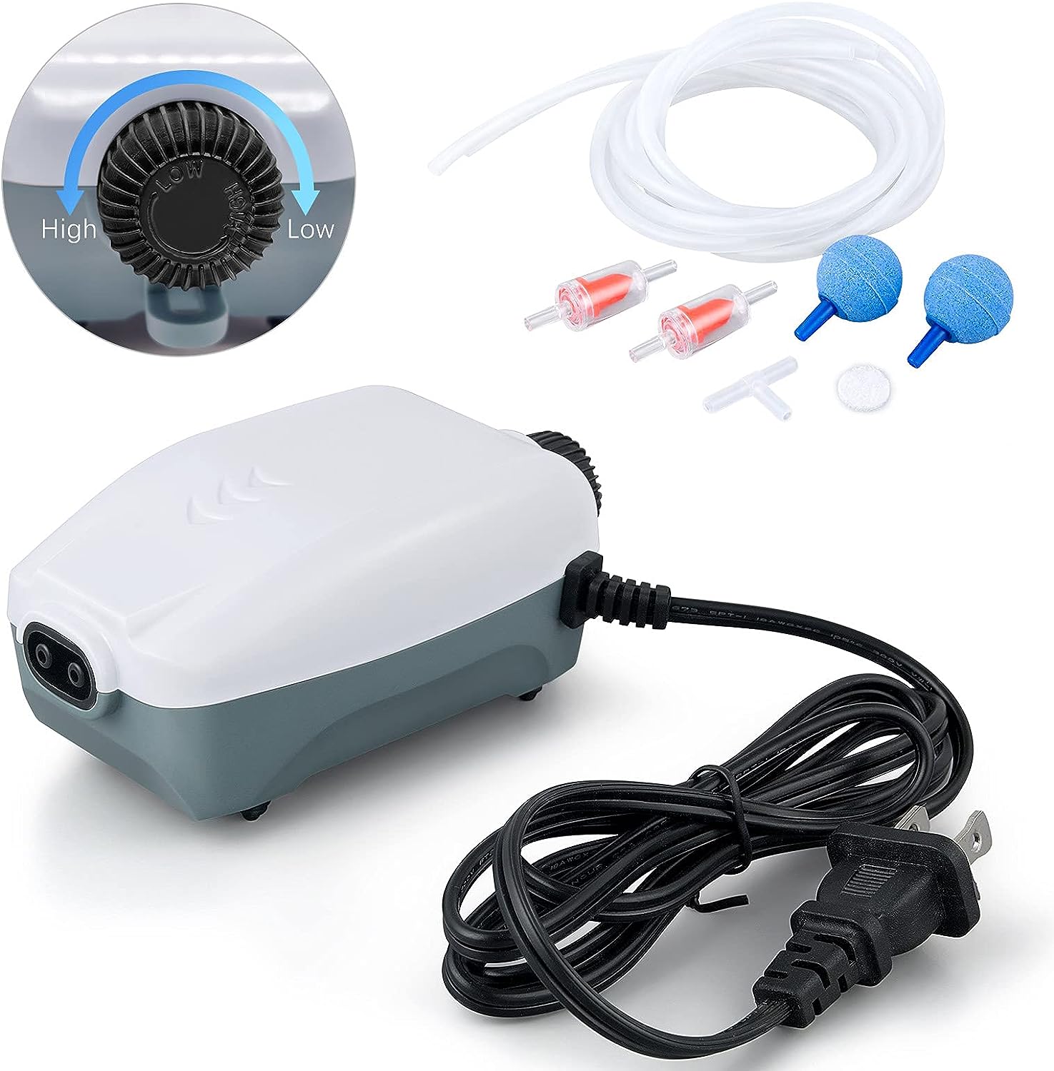 HITOP Dual Outlet Aquarium Electric Air Pump: Whisper Quiet Oxygen Pump