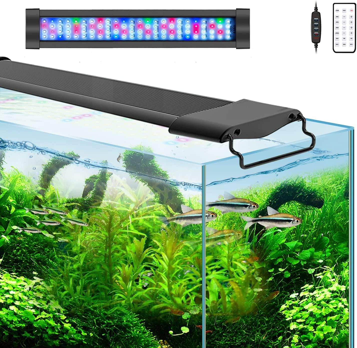 Lominie 20W Aquarium Lights: Full Spectrum LED Light Bar with Timer