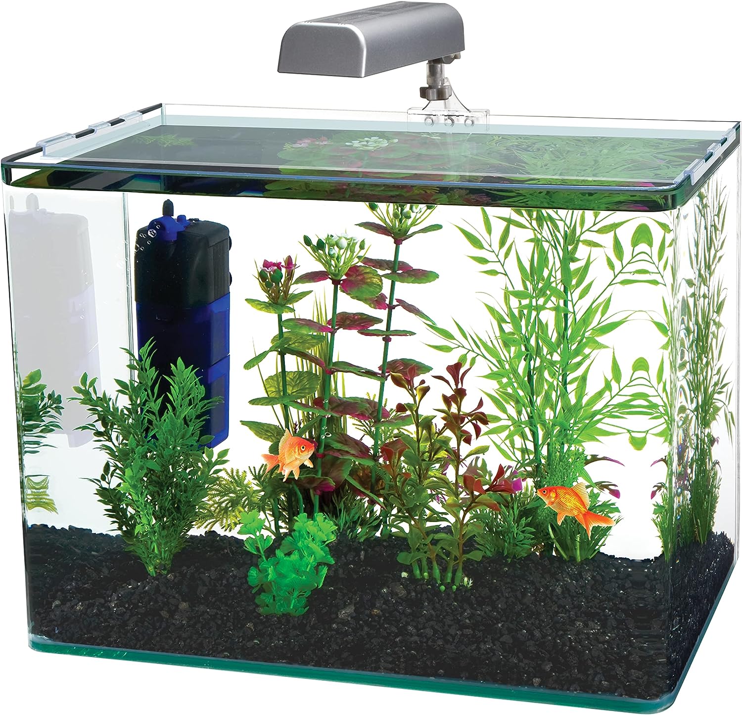 PENN-PLAX Water-World Nano Aquarium Kit: LED Light, Filter, Mat – Ideal for Shrimp and Small Fish