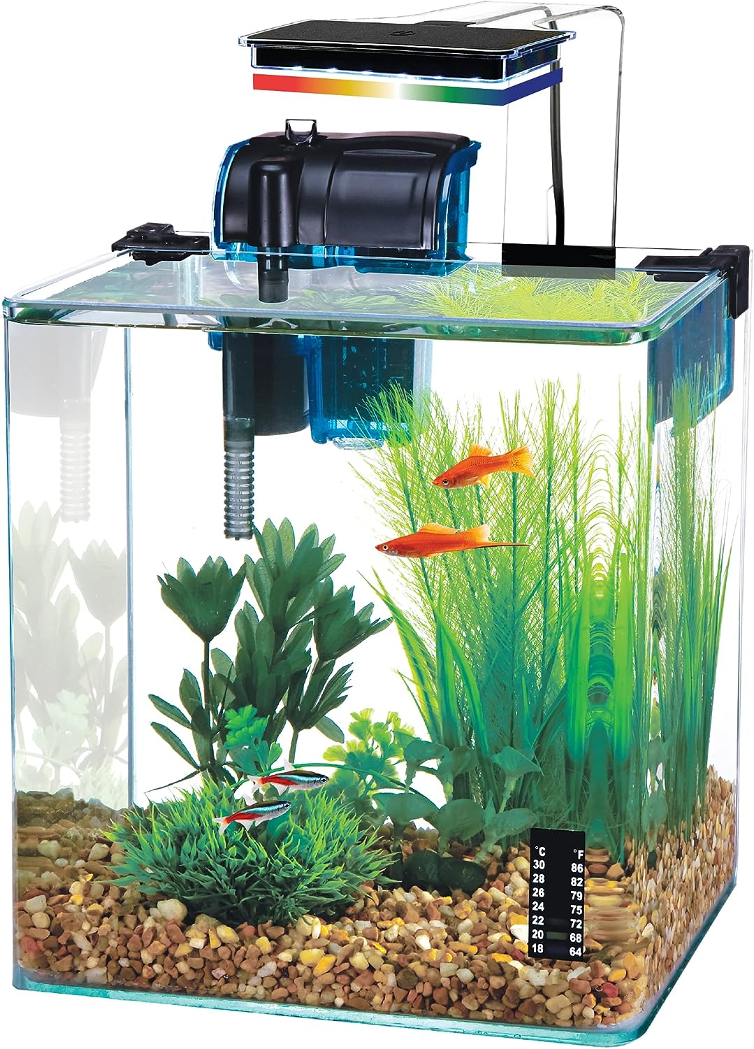 Penn-Plax Water-World Vertex Nano Aquarium Kit – Ideal for Shrimp and Small Fish