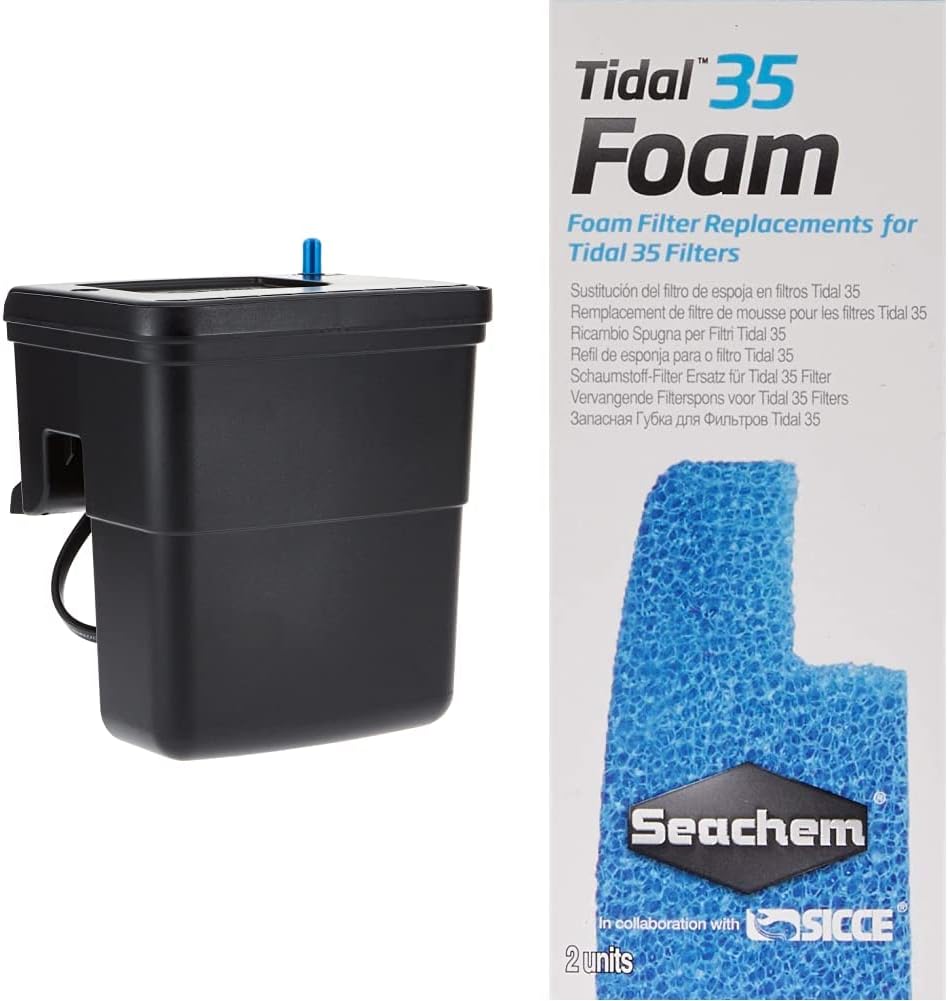 Seachem Tidal Power Aquarium Filter – 35 Gallon Large Fish Tank Filter, black.