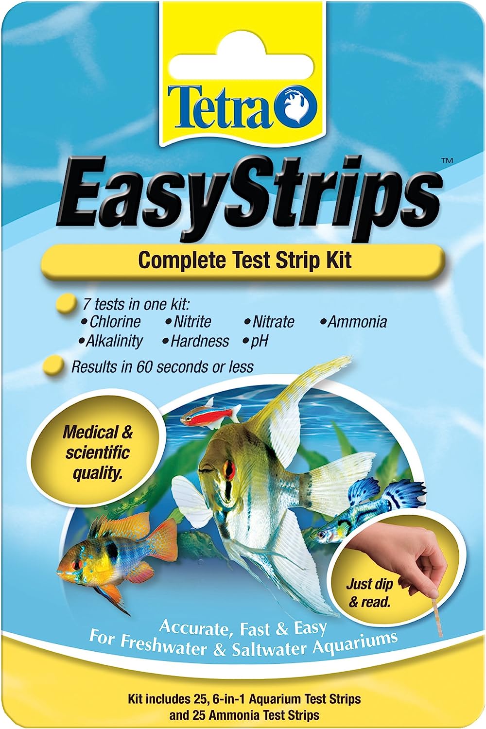 Tetra EasyStrips Complete Kit: 25 6-in-1 Testing Strips + 25 Ammonia Testing Strips.