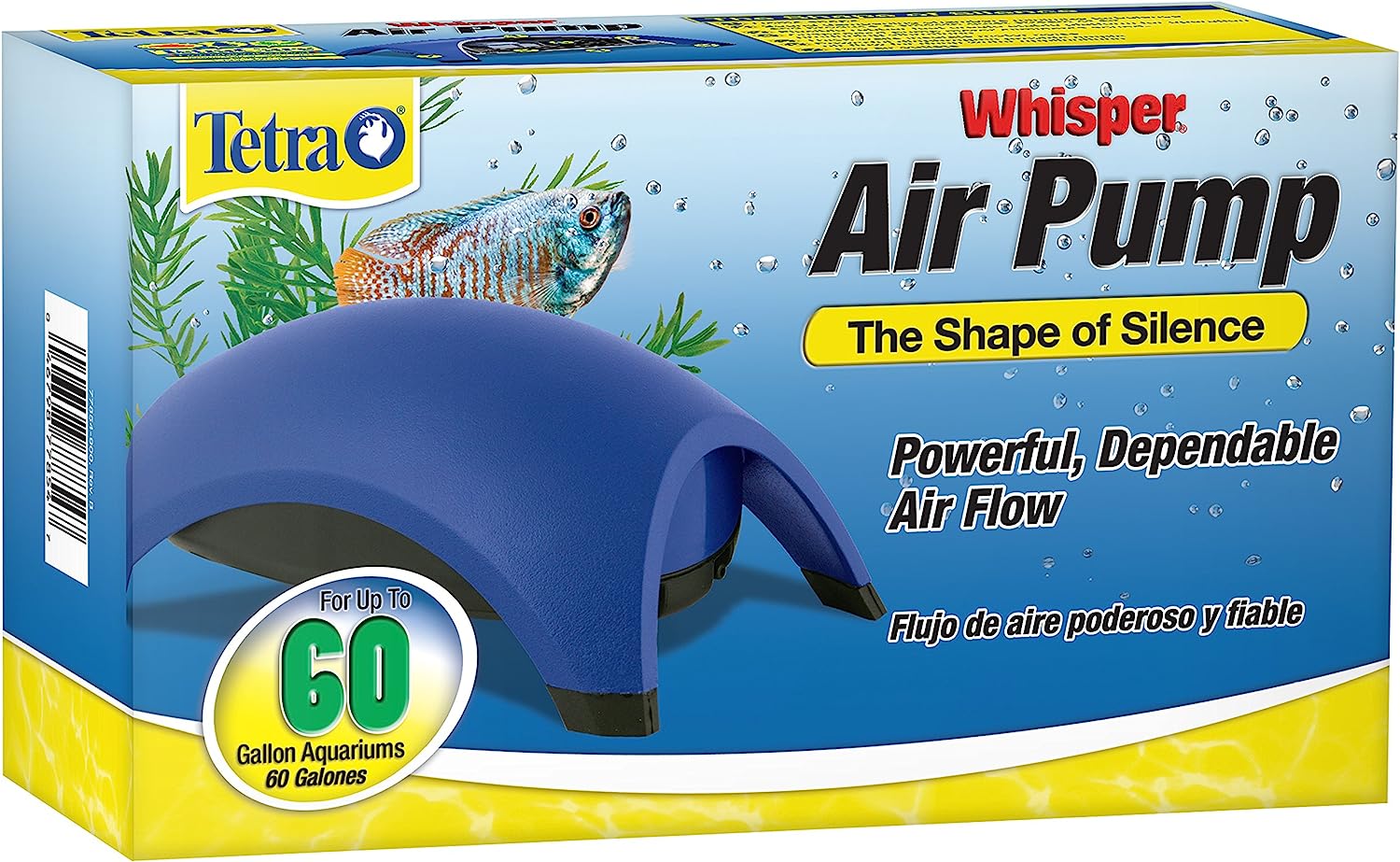 Tetra Whisper Air Pump: Powerful Airflow for 40-60 Gallon Aquariums (Non-UL Listed, Blue)