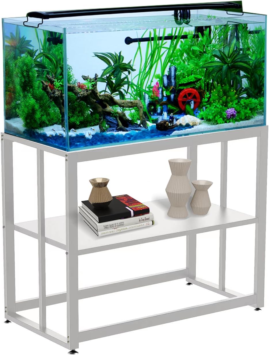 WSYFC 40 Gallon Fish Tank Stand: White Double Layer Metal