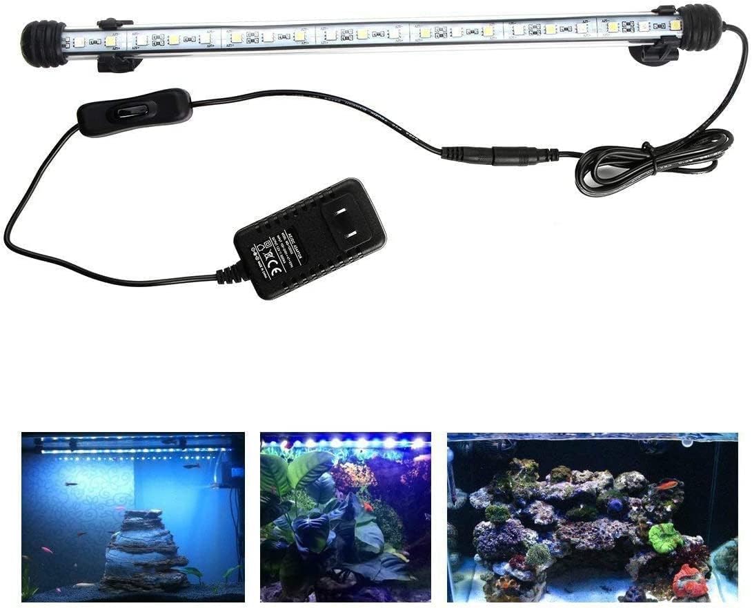 YEMKJFC LED Aquarium Light: 15″ Fish Tank White Underwater Submersible Light