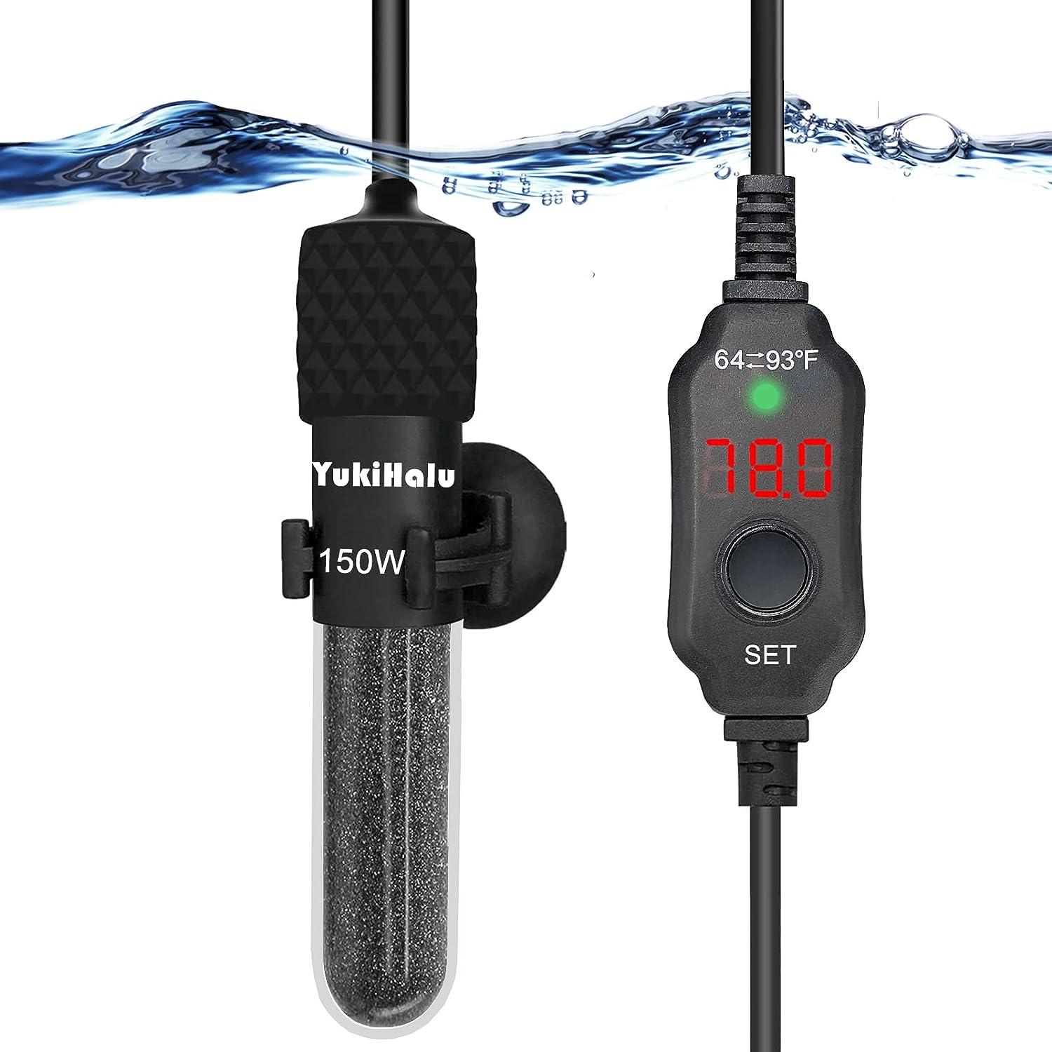 YukiHalu Submersible Aquarium Heater: Small Size, Overheating Protection, LED Display (100Watts)