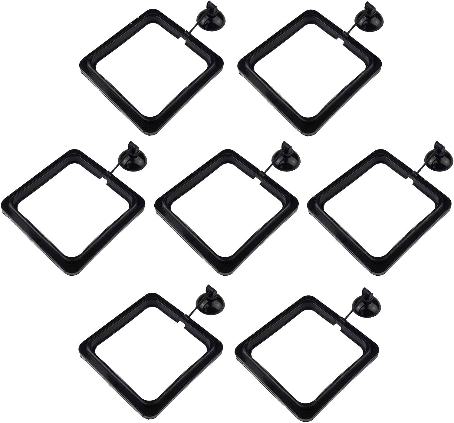 Zelerdo 7 Pack Aquarium Fish Feeding Ring – Square Shape, Black