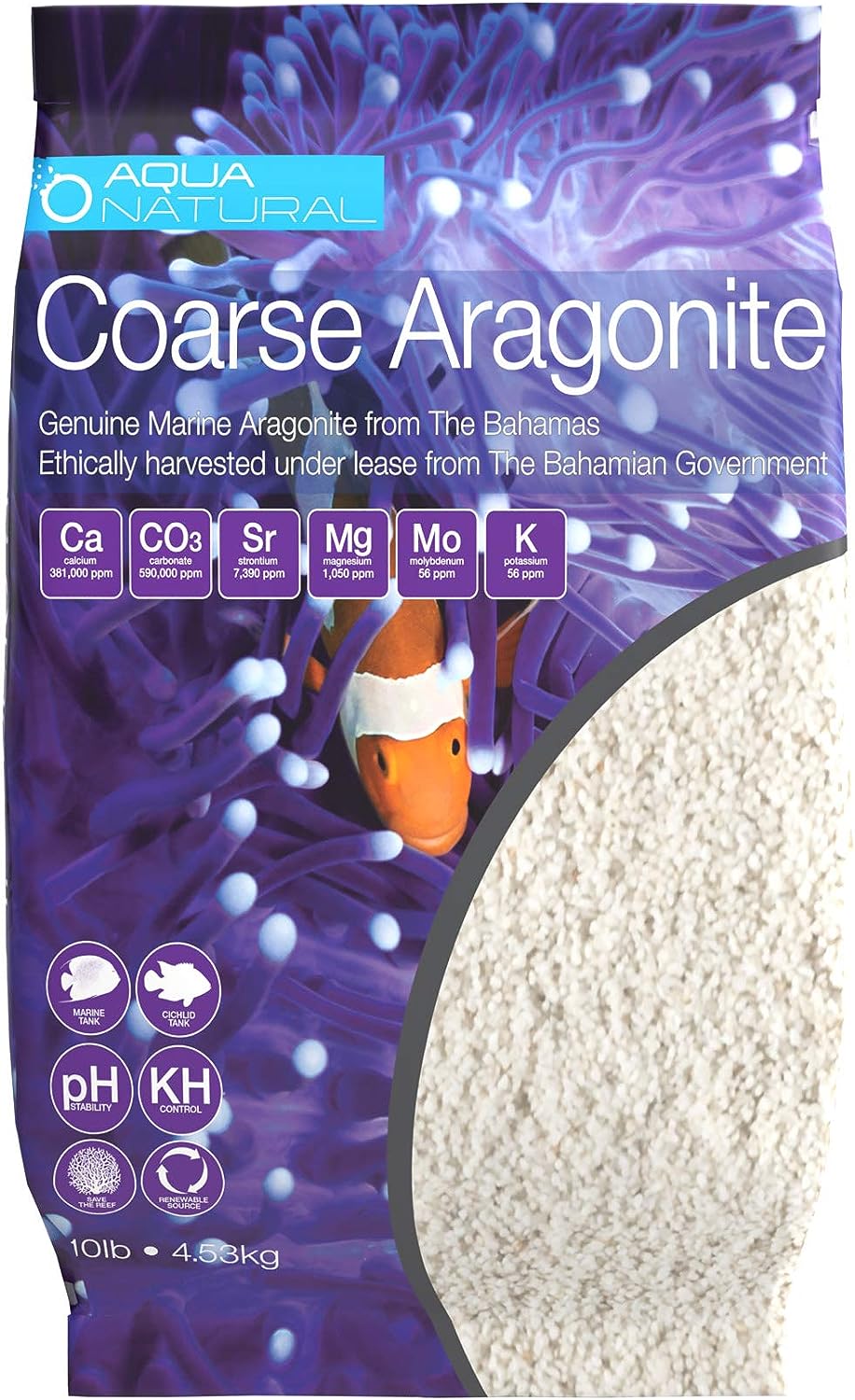 Coarse Aragonite 10lb Sand – Ideal for Reef, Saltwater, and Marine Aquariums.