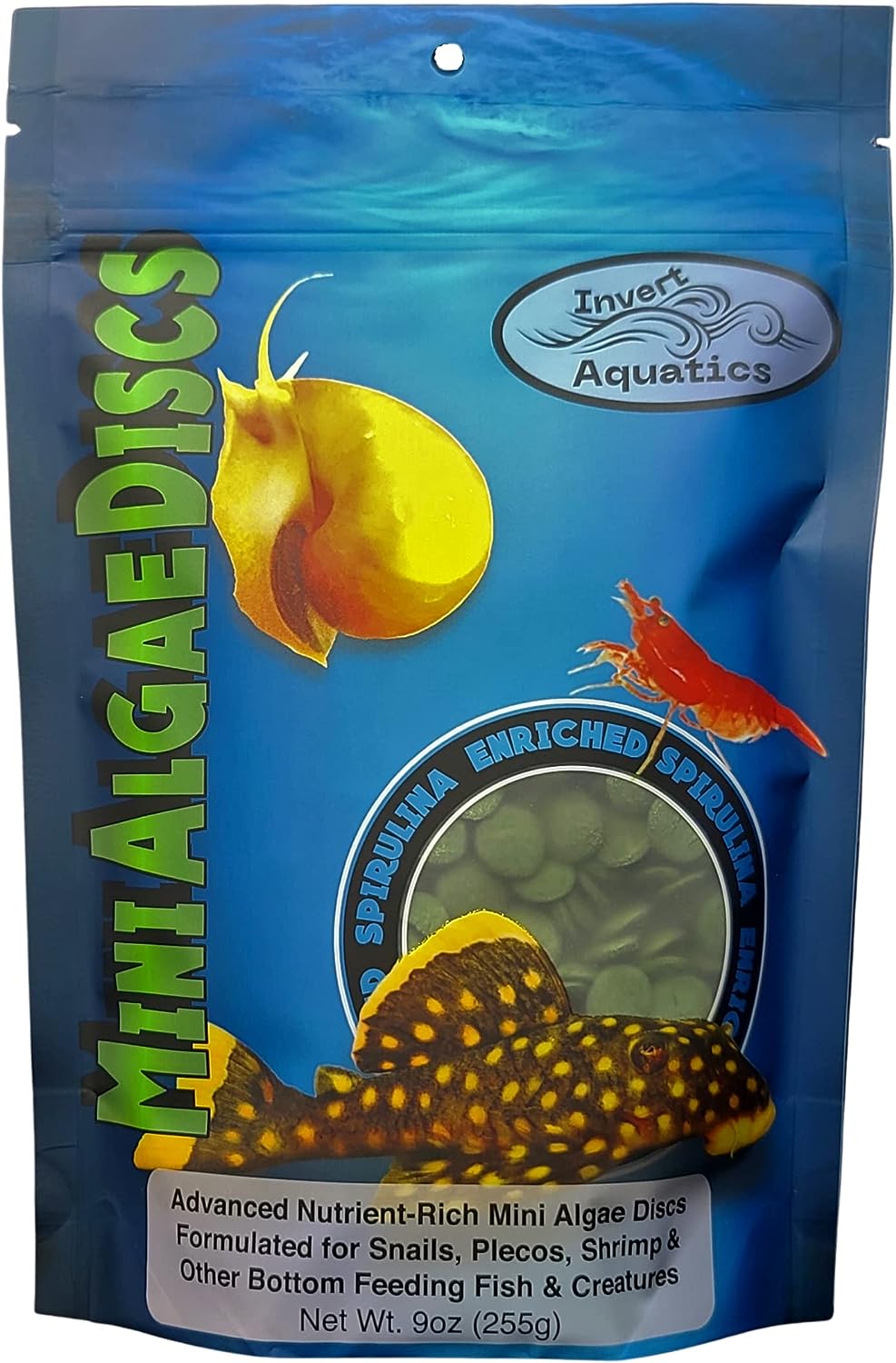 Invert Aquatics Mini Algae Discs – Sinking Diet (9 oz)