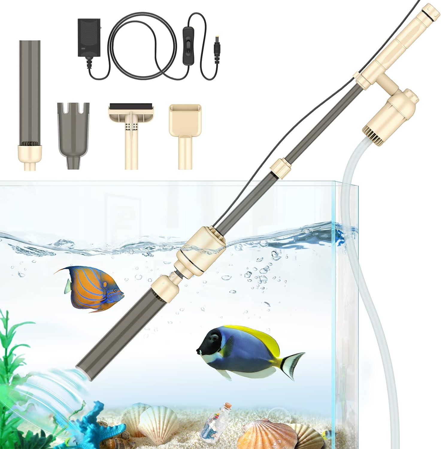 bedee Electric Aquarium Gravel Cleaner: 6-in-1 Automatic Vacuum Kit