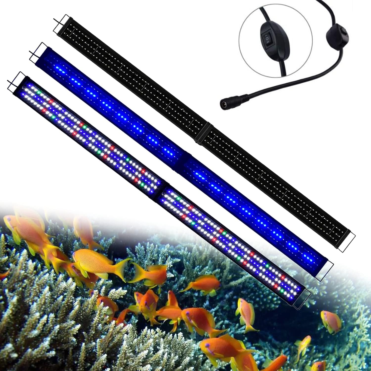 KZKR Aquarium Hood Lighting: Blue and White Light for 90cm – 115cm