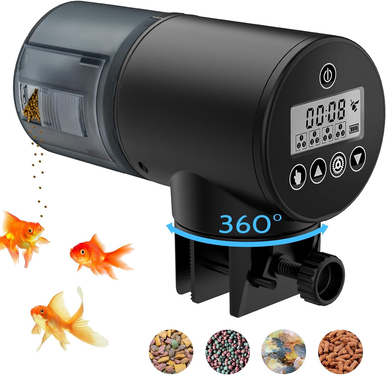 Btinf Automatic Fish Feeder with LCD Display and Timer for Aquarium