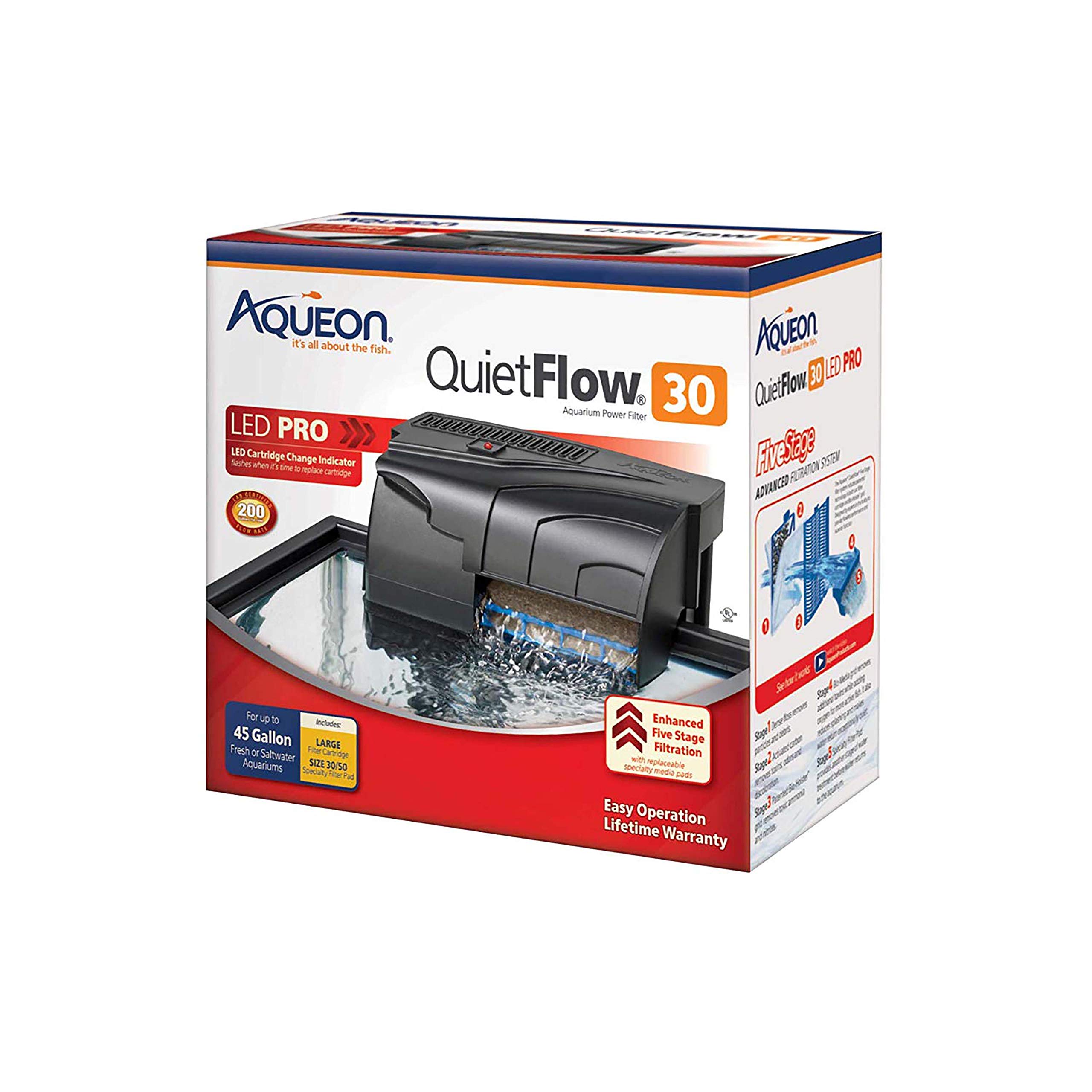 Aqueon QuietFlow 30 LED PRO Filter: Ideal for 45 Gallon Aquariums