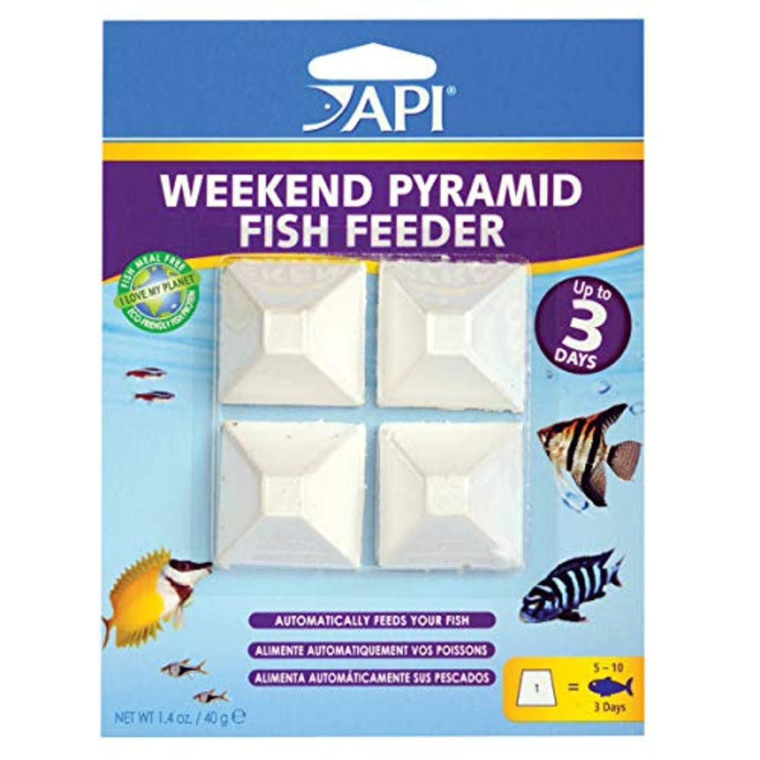 Vacation Pyramid Fish Feeder - API 14-Day 1.2-Ounce Automatic, Whites & Tans.