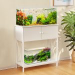 LAQUAL 20-29 Gallon Aquarium Stand with Cabinet – White