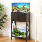 LAQUAL 10 Gallon Fish Tank Stand with Cabinet – Black