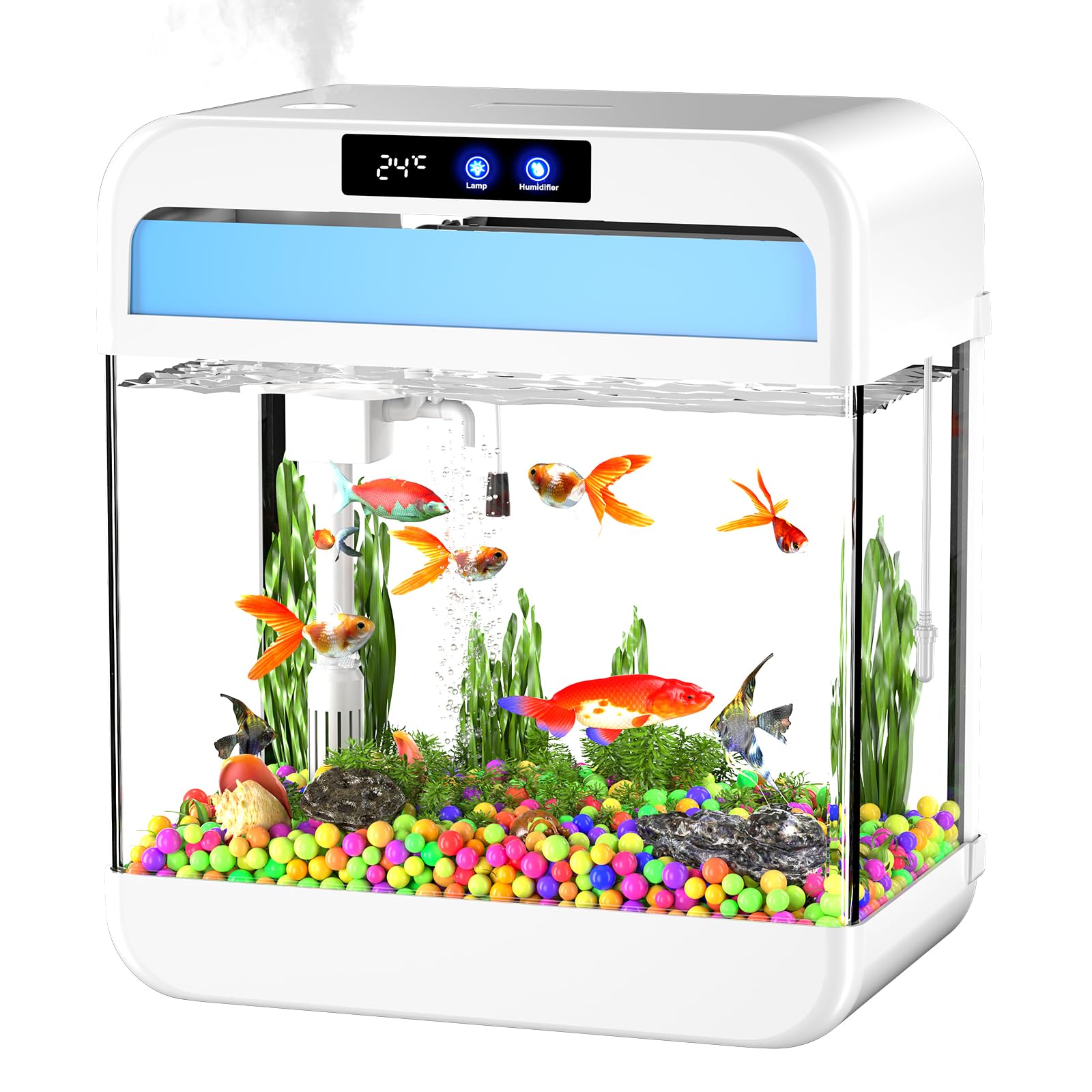 AquaMax Fish Tank – 2.2 Gallon with Humidifier, Timer, and HD Glass