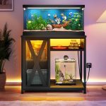 DWVO 20-29 Gallon Aquarium Stand: Power Outlets, LED Light