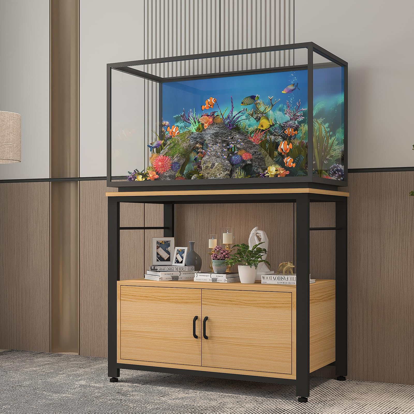 Brand: Metal Fish Tank Stand with Cabinet, 40-50 Gallon, White