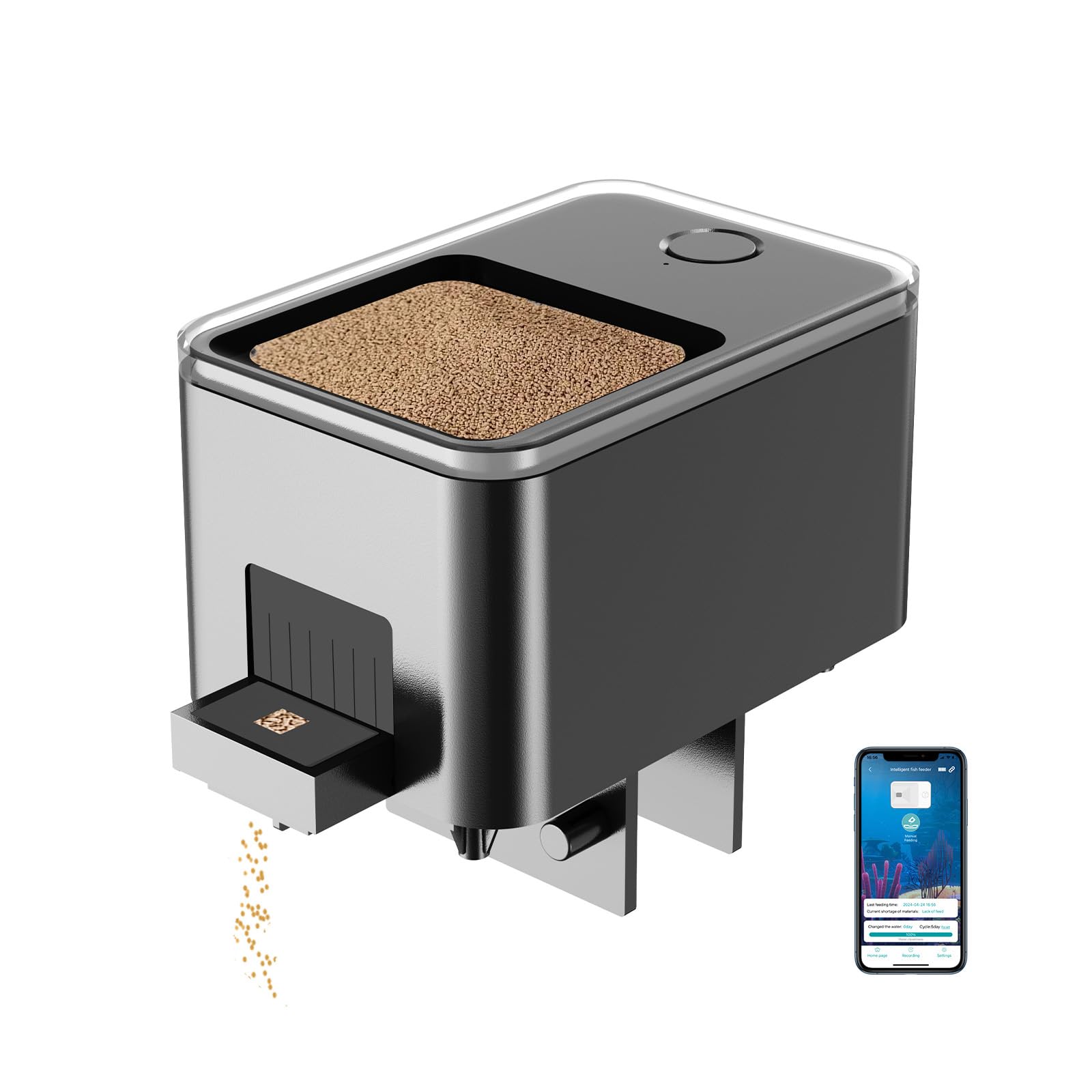 GEZIEKID Bluetooth Fish Feeder: Automatic Dispenser for Aquarium with App Control