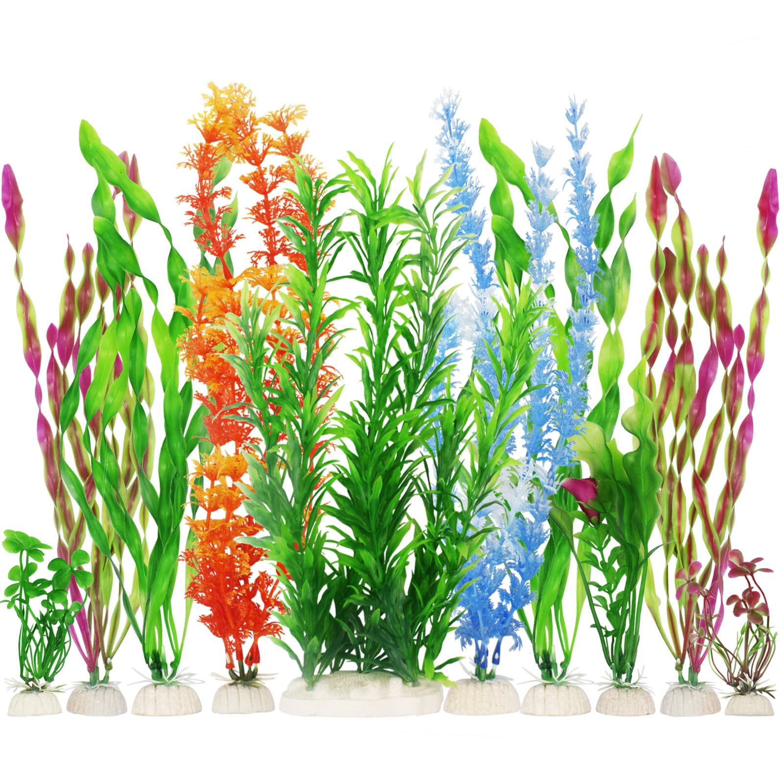 MyLifeUNIT: 10 Pack Plastic Aquarium Plants Decorations