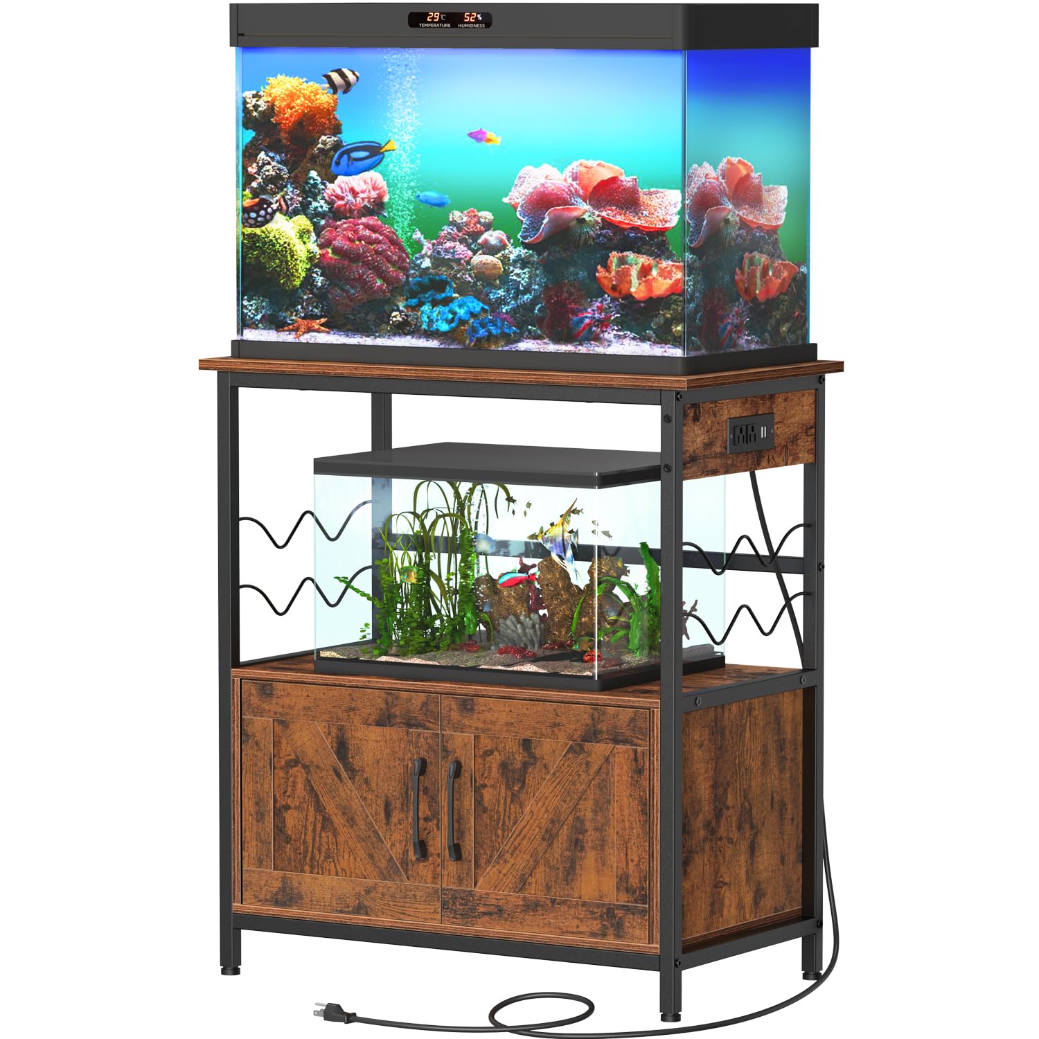 Snughome Aquarium Stand: Metal Fish Tank Stand with Cabinet