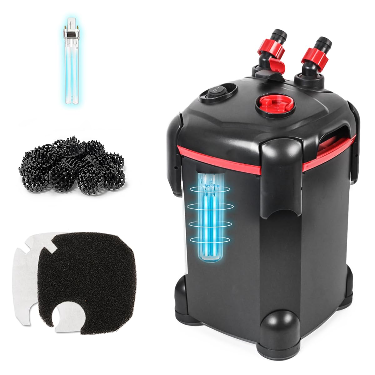 PONDFORSE 225GPH Canister Filter with UV Sterilizer for Aquariums