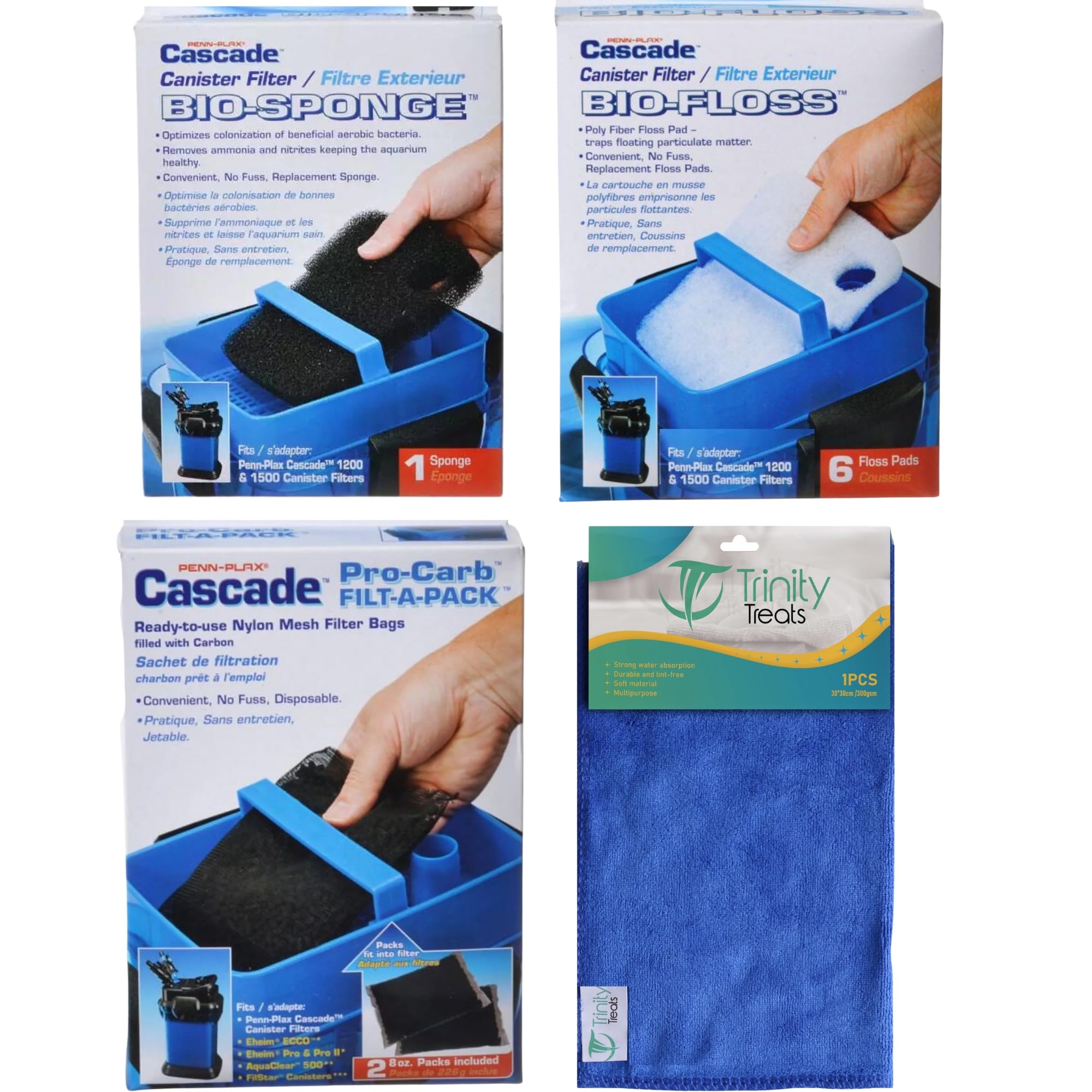 Trinity Treats Cascade Canister Filter Media Kit with Cleaning Cloth