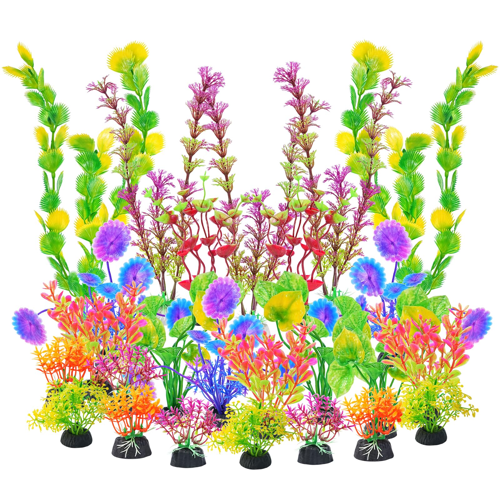 AQUANEAT 25pcs Colorful Artificial Aquarium Plants and Decor