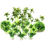 BEGONDIS 18-Piece Artificial Green Water Plants for Aquariums