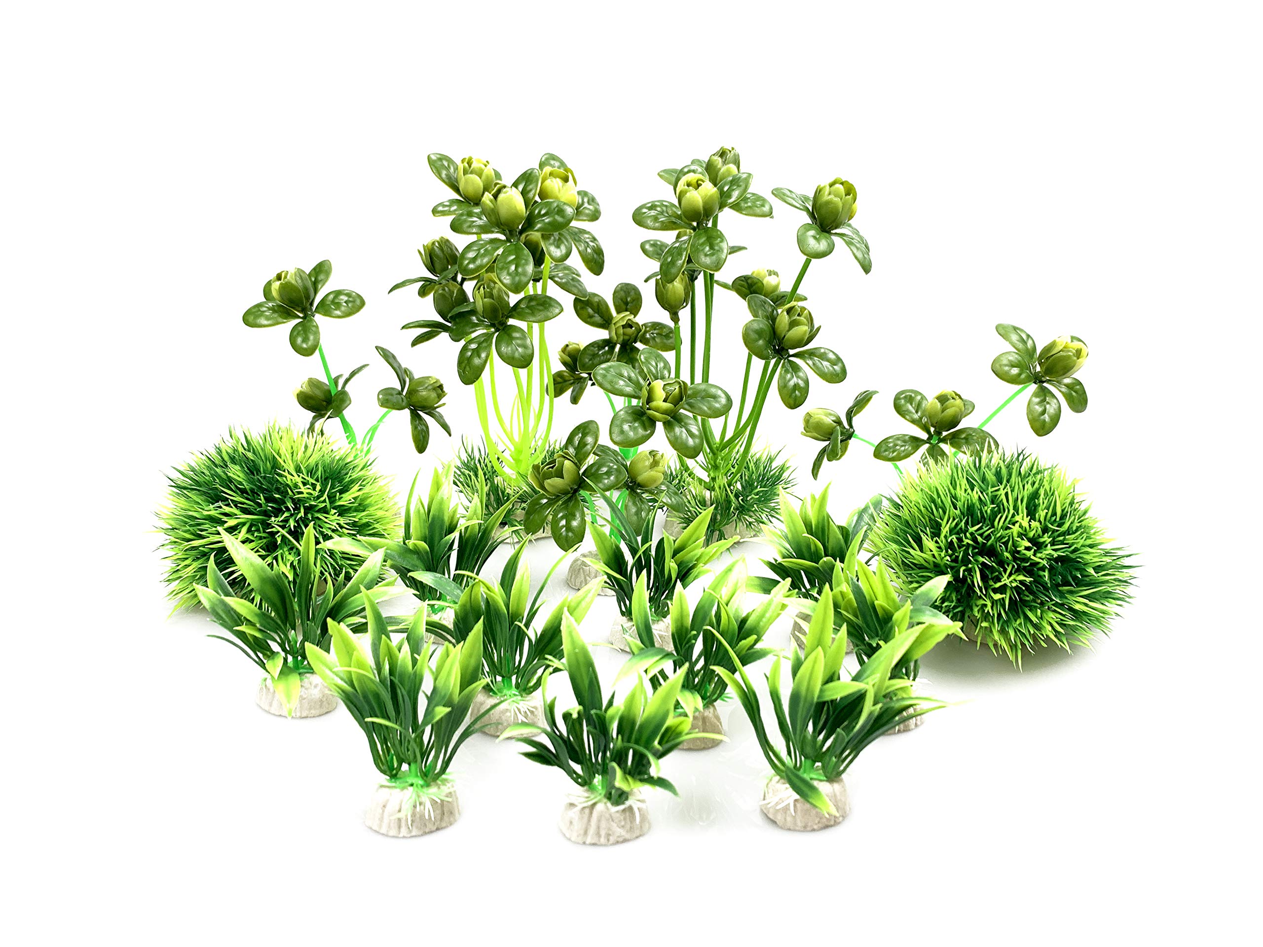 BEGONDIS 18-Piece Artificial Green Water Plants for Aquariums