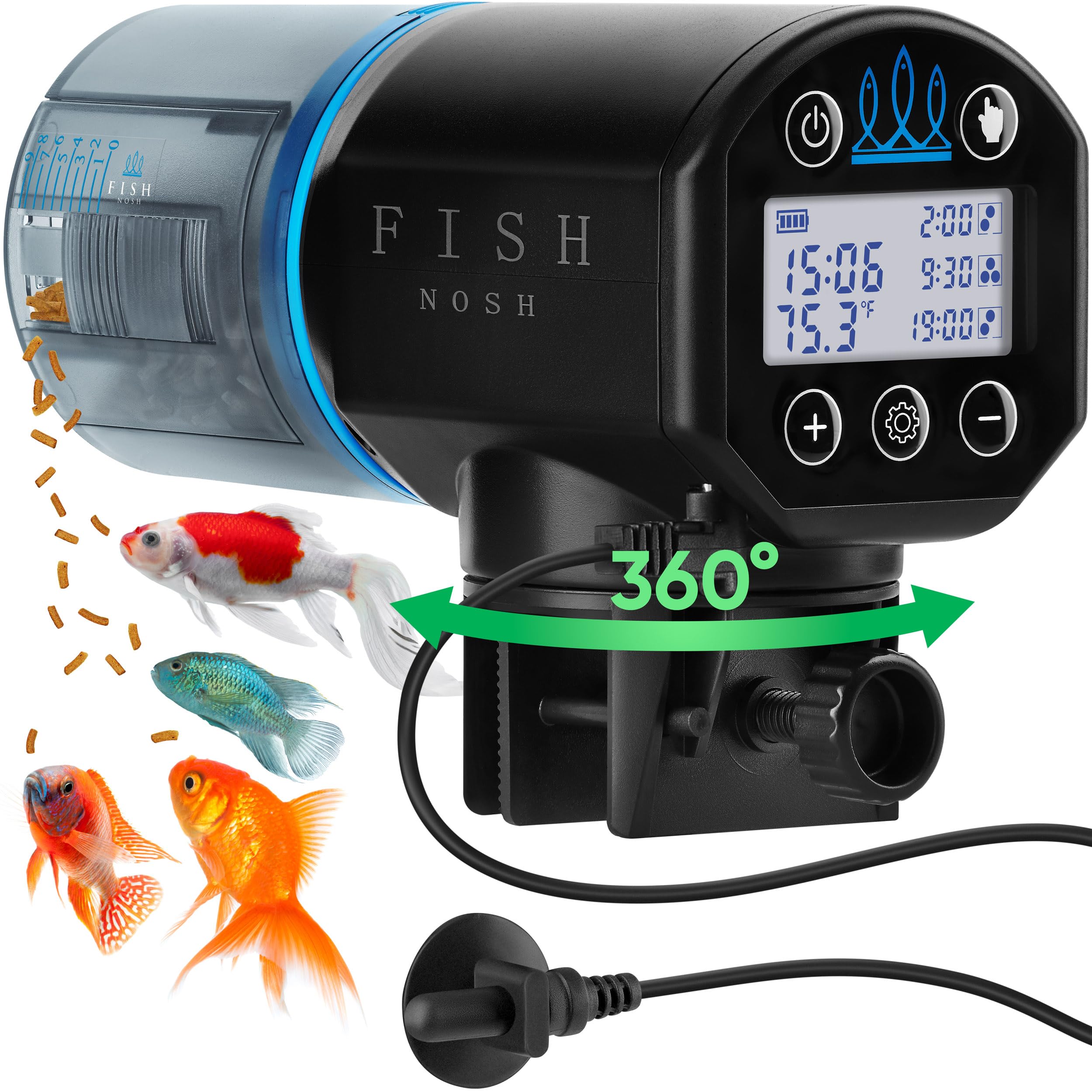 FISHNOSH 2024 Automatic Fish Feeder with Digital Thermometer & Timer