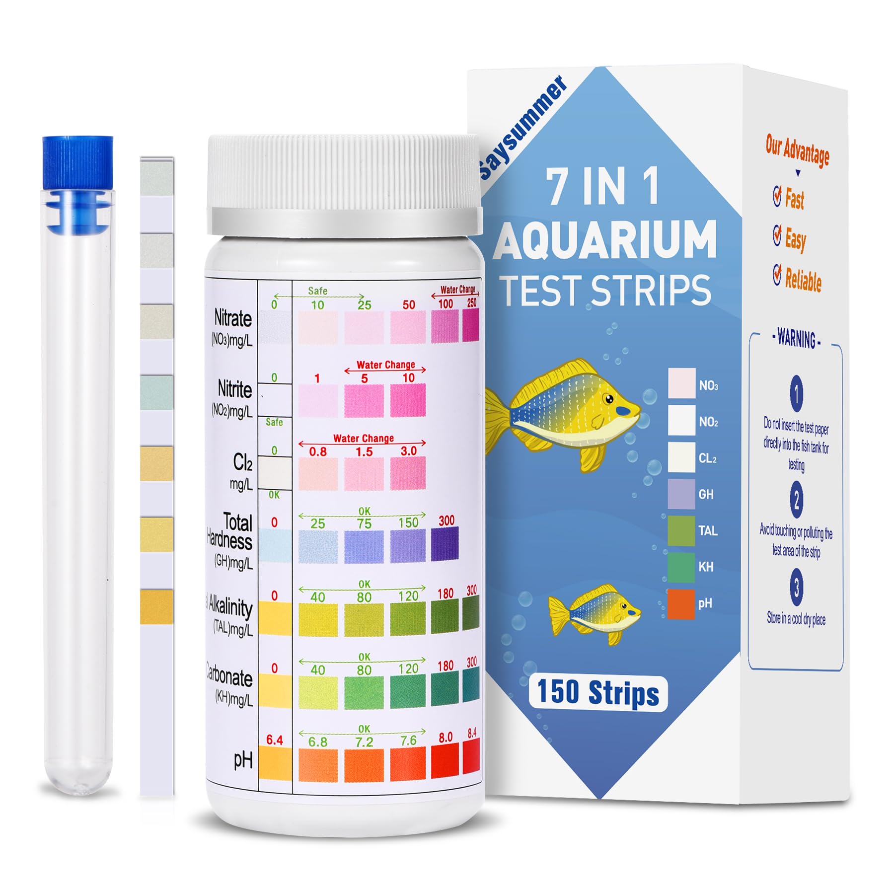 SaySummer: 9-in-1 Aquarium Test Strips for Fish Tanks