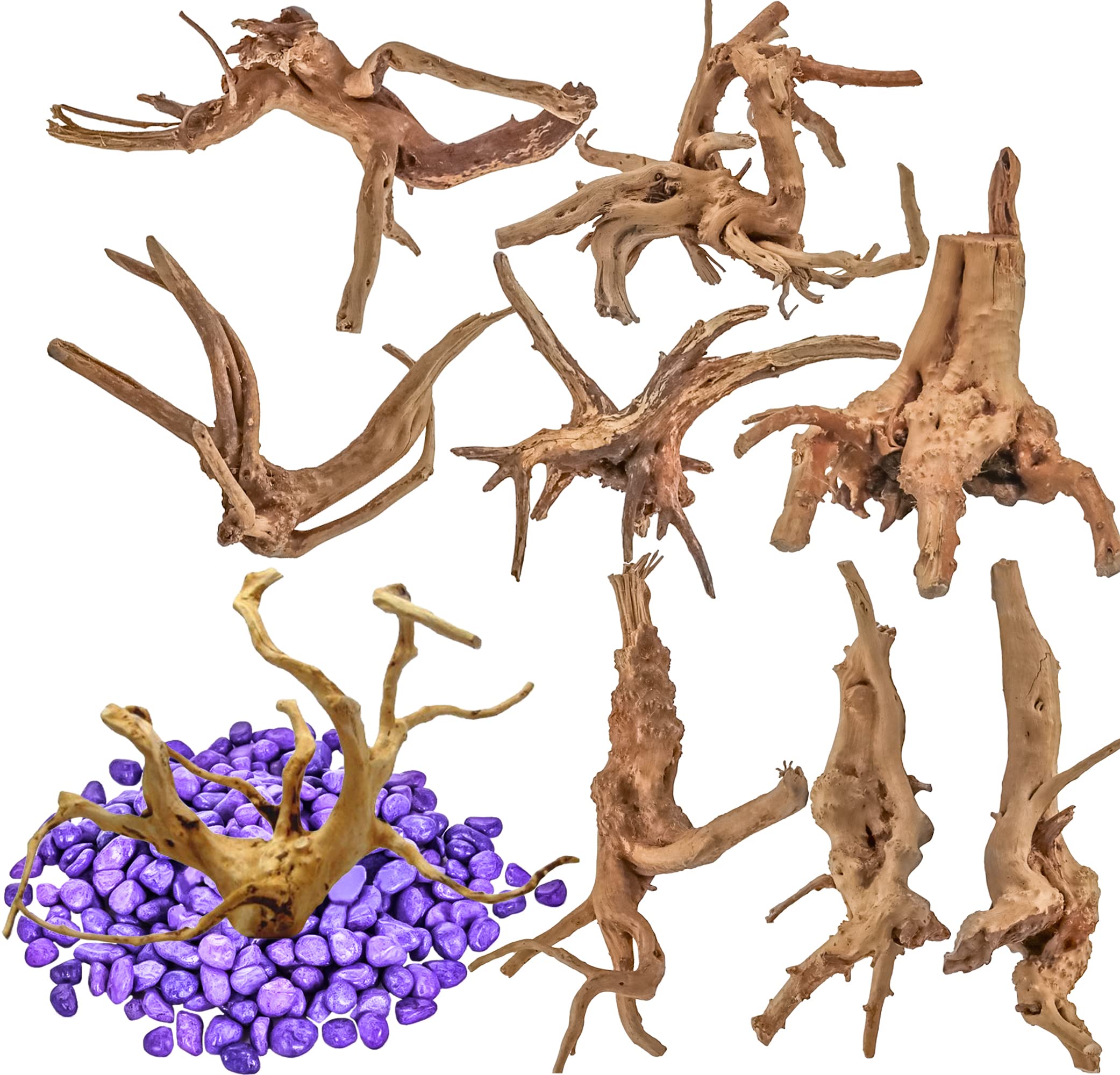 Vmiapxo 8-Piece Natural Driftwood for Aquarium and Reptile Decor