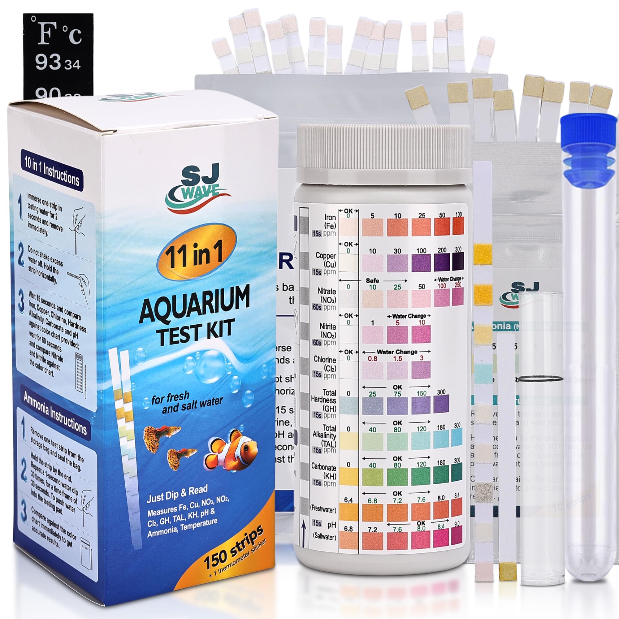 Aquarium Essentials: 11-in-1 Test Strips & Ammonia Kit