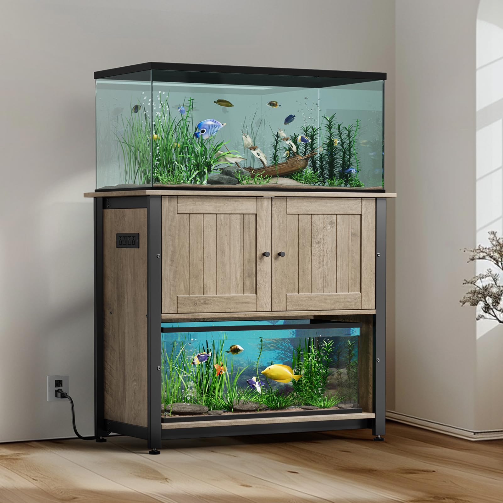 Tatub Heavy-Duty 40-50 Gallon Fish Tank Stand with Outlets