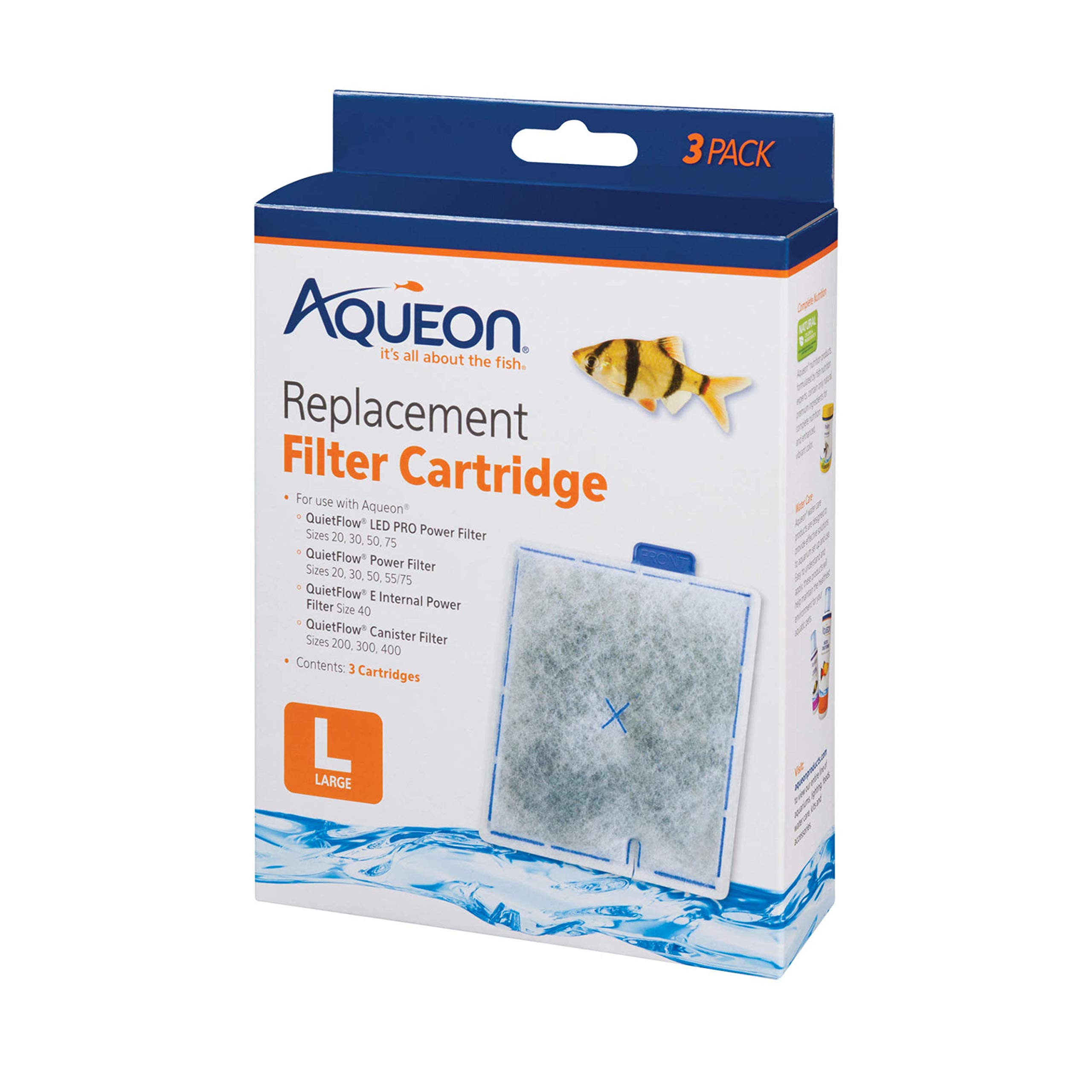 Aqueon Large Replacement Filter Cartridges (6 Pack) with Enhanced Carbon Distribution