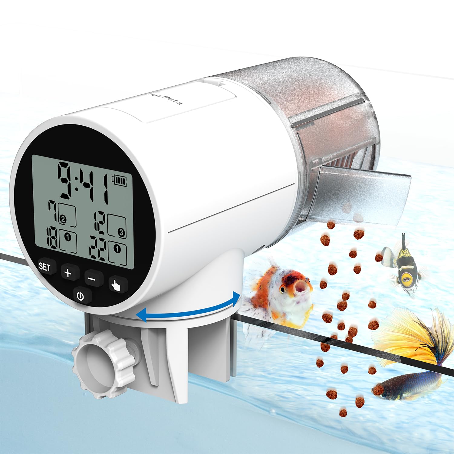 JuzPetz Automatic Fish Feeder with 200ml Capacity and Timer